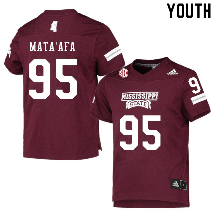 Youth #95 Matai Mata'afa Mississippi State Bulldogs College Football Jerseys Sale-Maroon - Click Image to Close